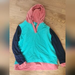 Colorblock Hoodie with Pink and Blue Accents